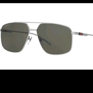 Gucci Silver Aviator Sunglasses with Red Stripe